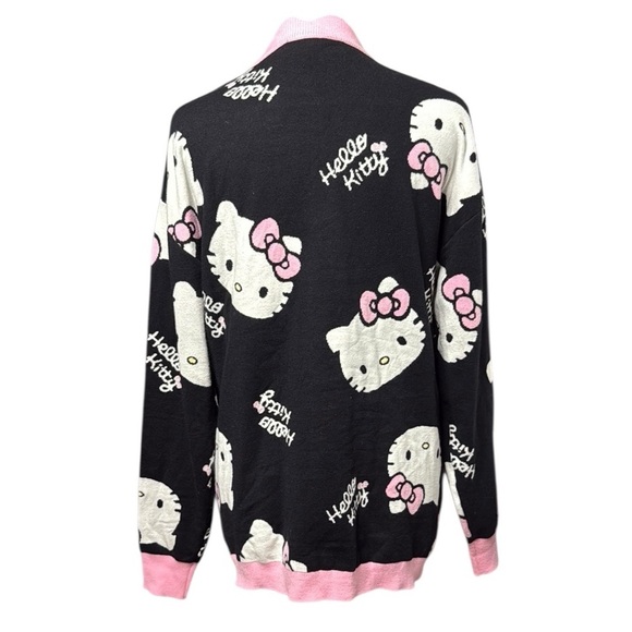 Hello Kitty Black and Pink Open Front Cardigan Sweater - Picture 5 of 10